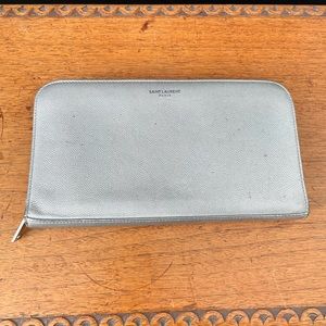 Authentic Yves Saint Laurent Paris Silver Leather Bifold Wallet